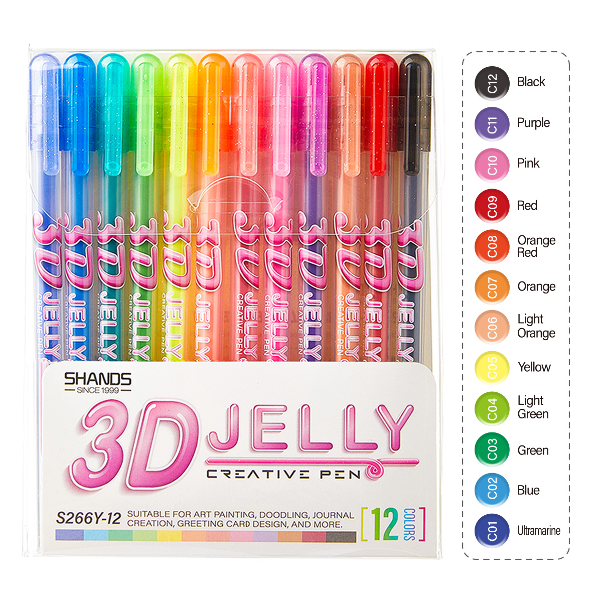 SHANDS 12PCS 3D Jelly Gel Pens - огляд і ціна Chalk Bag