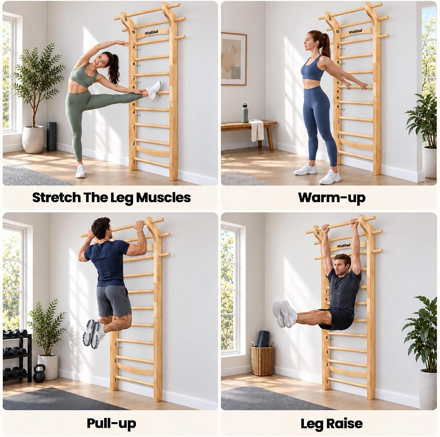 Wood Swedish Ladder Stall Bar  - огляд і ціна Pull Up Bar