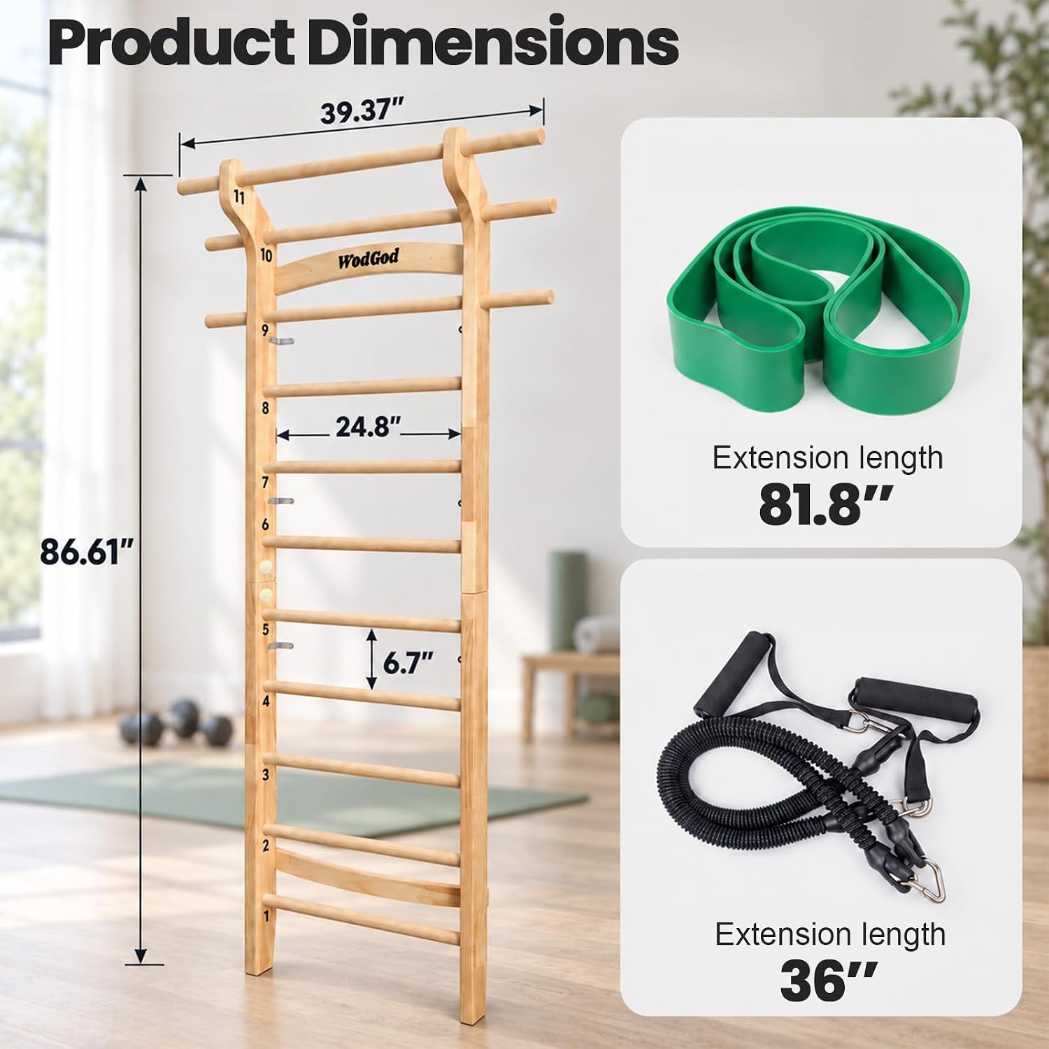 Wood Swedish Ladder Stall Bar  - огляд і ціна Pull Up Bar